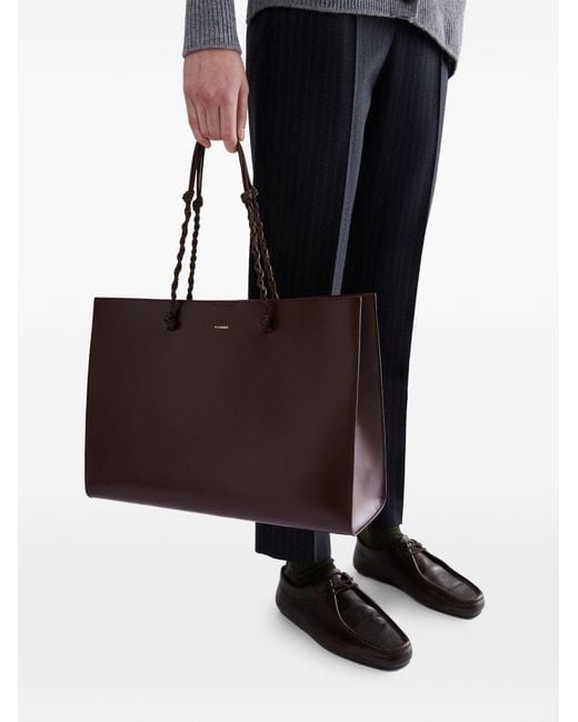 Jil Sander Red Tangle Leather Tote Bag