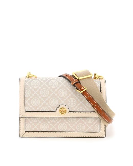 Tory Burch T Monogram Jacquard Schoudertas in het Natural