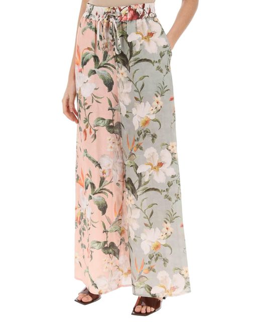Zimmermann Lexi Floral Palazzo Pants in het Natural