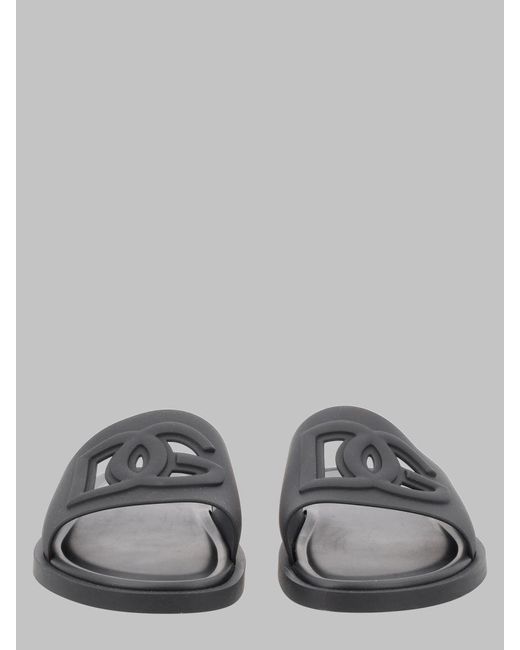 Dolce & Gabbana Gray Rubber Beach Slides