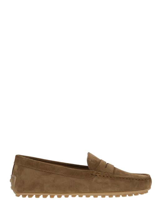 Tod's Brown City Gommino Suede Loafer