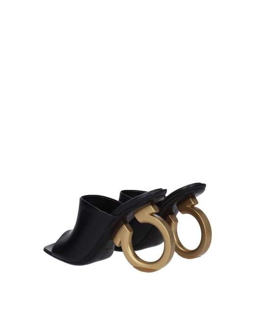 Ferragamo Black Sandali Astro Donna Pelle Nero
