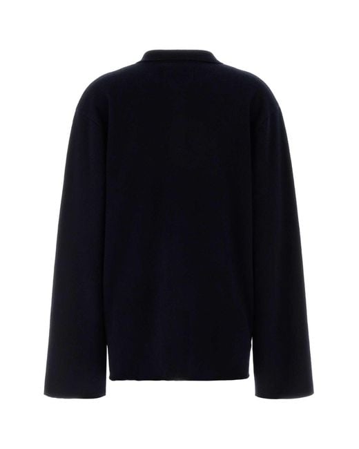 Extreme Cashmere Blue Dark Stretch Cashmere Blend Alligator Polo Shirt