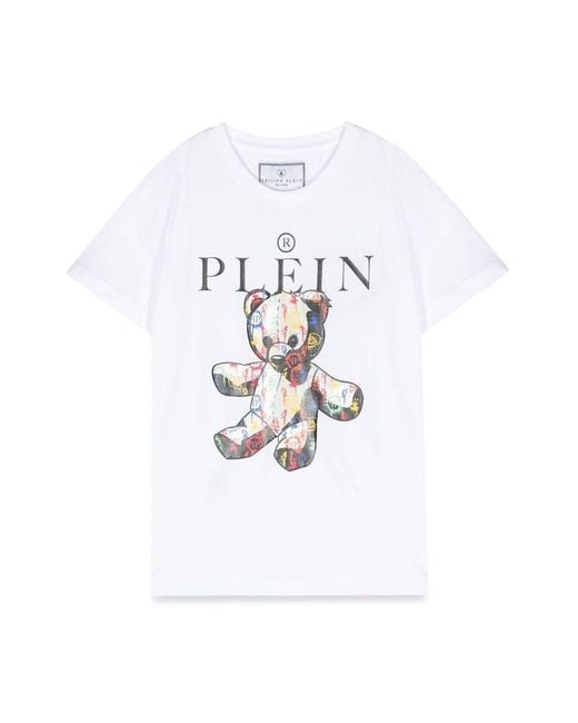 Philipp Plein White Maxi T Shirt Bear