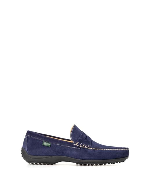 Paraboot Blue Moccasin-Style Sneakers With Pebbled Rubber Sole for men