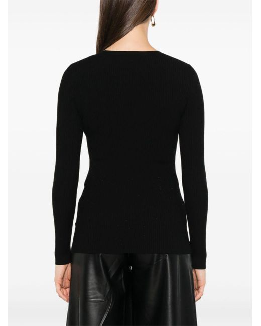 Elisabetta Franchi Top Met Lange Mouwen En Logodetail in het Black