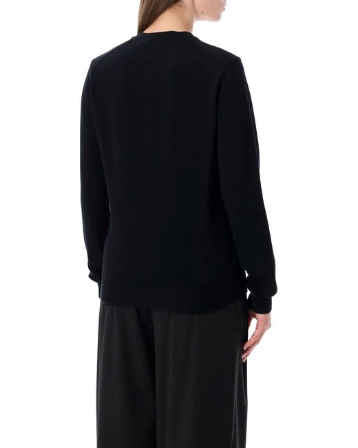 COMME DES GARÇONS PLAY Black Wool Cardigan With Crystal Heart