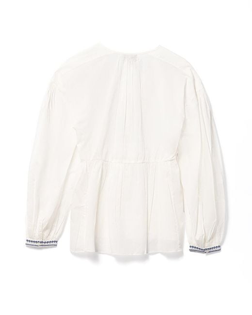 A.P.C. White V-Neck Blouse With Buttoned-Cuff Sleeves