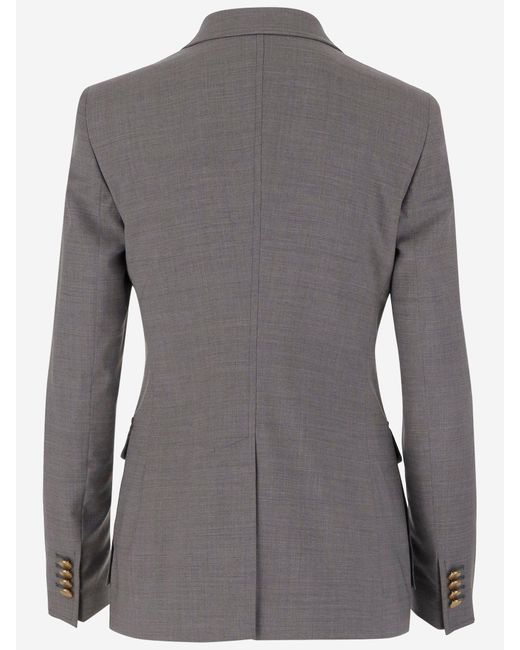 Tagliatore Gray Double-Breasted Stretch Wool Jacket