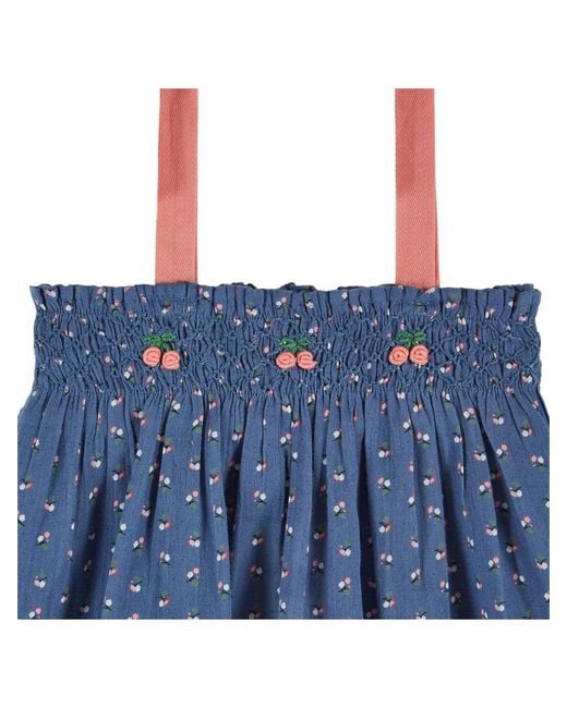 Emile Et Ida Blue Emile & Ida Top Bretelle "Brode Main"