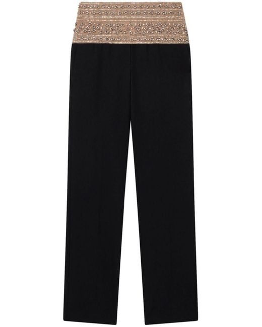 Stella McCartney Black Crystal-Embellished Wool Trousers
