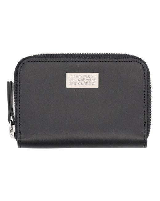 MM6 by Maison Margiela Black Numeric Leather Zip Wallet