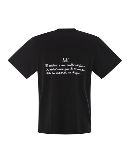C P Company Black Cotton T Shirt With Print