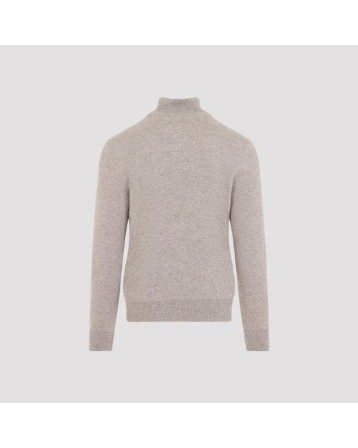 Brioni Gray Cashmere Half Button-Up Pullover For