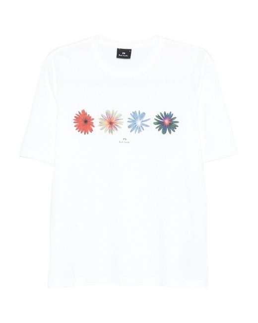 Paul Smith White Organic Cotton Printed T-Shirt for men