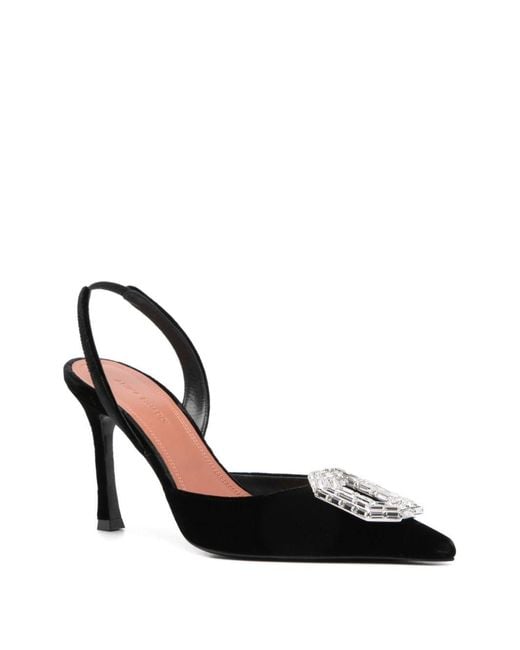 AMINA MUADDI Black Camelia Slingback Décolleté