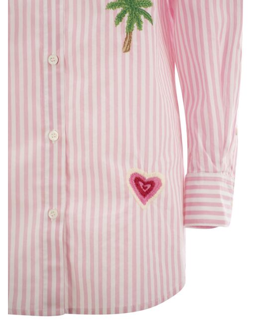 Mc2 Saint Barth Pink Brigitte -Hemd mit gestreiftem Muster