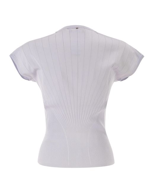 Sportmax White Spxsamba Ribbed Viscose Jumper