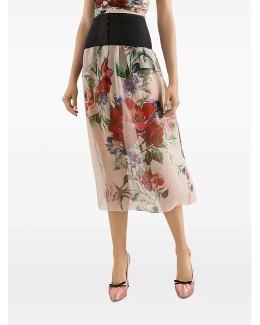 Dolce & Gabbana Multicolor Floral Midi Rock