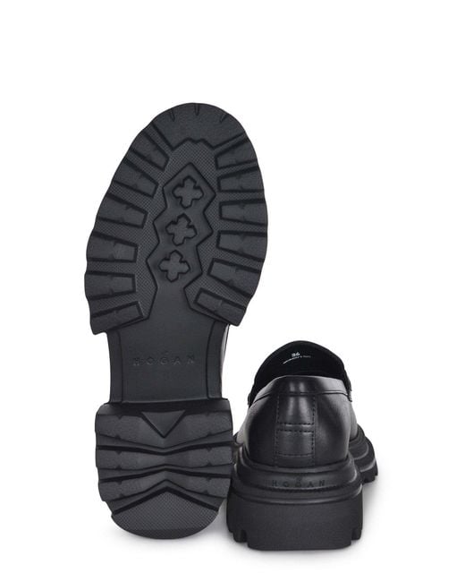 Hogan Black "10 -stöckige" Mokassins aus Leder.