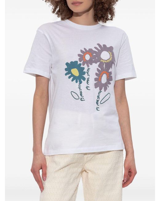 Camiseta con estampado floral Paul Smith de color White