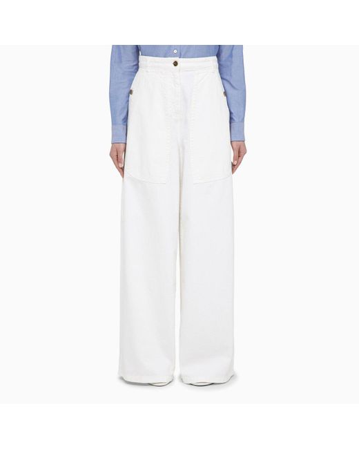 Etro White Wide Denim Trousers