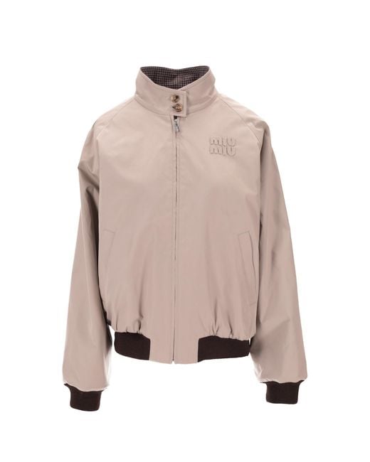 Miu Miu Pink Logo Mandarin Collar Jacket