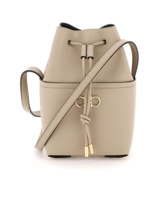 Ferragamo Gancini Mini Crossbody Bucket Bag in Natural | Lyst display picture 3