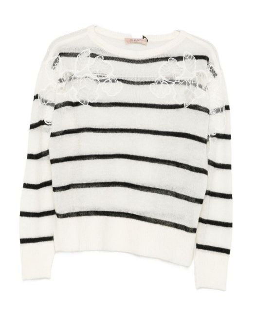 Twinset White Twin -Set -Pullover weiß