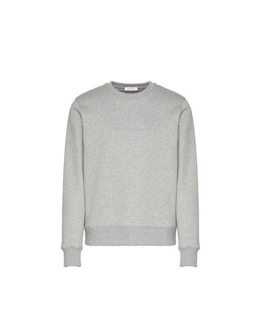 Valentino Gray Cotton Logo Sweatshirt for men