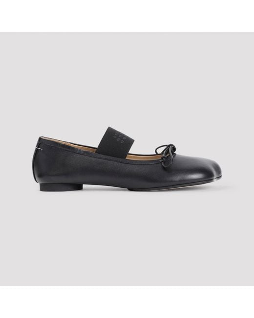 MM6 by Maison Margiela Black Ovine Leather Ballet Shoe