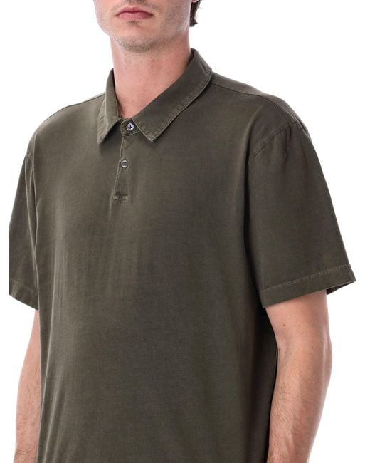 James Perse Black Sueded Cotton Polo for men