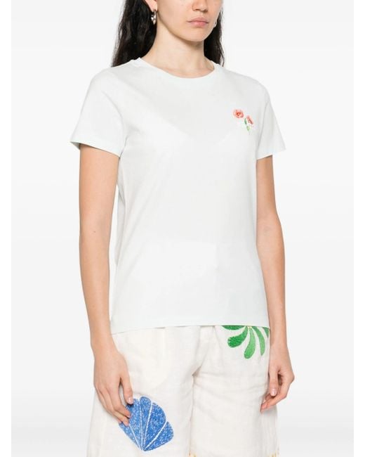 KENZO T-Shirt Met Bloemenprint in het White