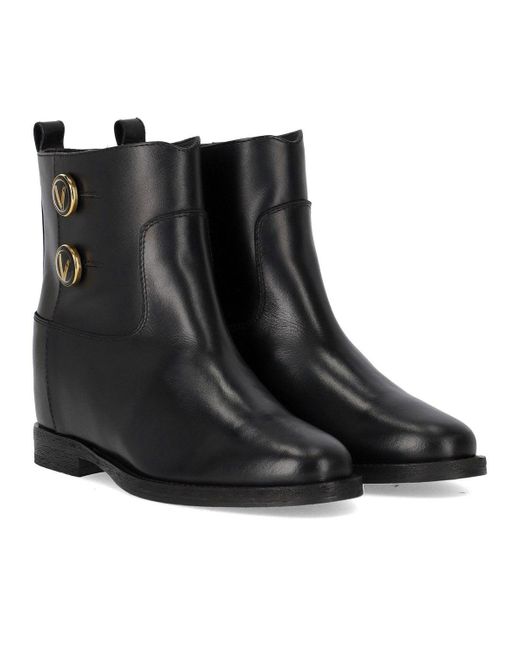 Via Roma 15 Black Santa Monica Ankle Boot With Buttons