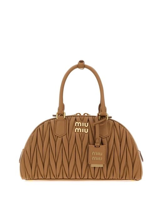 Miu Miu Brown Nappa Leather Arcadie Handbag