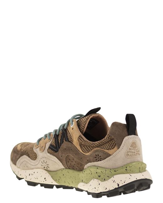 Flower Mountain Brown Yamano 3 Suede And Fabric Sneakers for men