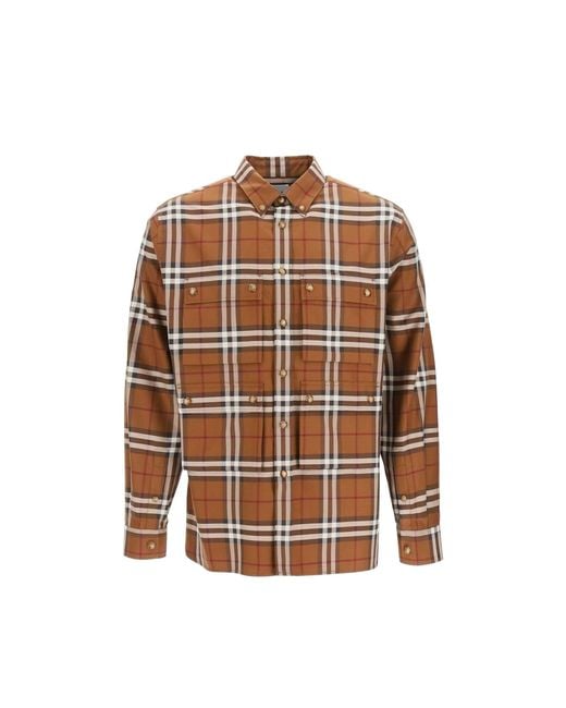 Camisa casual Burberry de hombre de color Brown