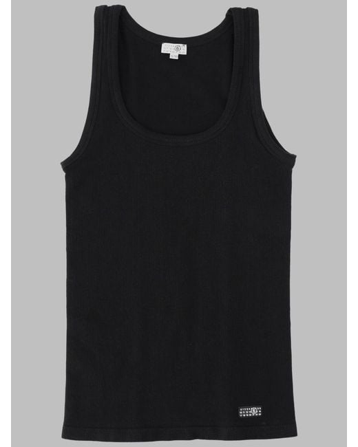 MM6 by Maison Margiela Black Tank Top Elasticizzato