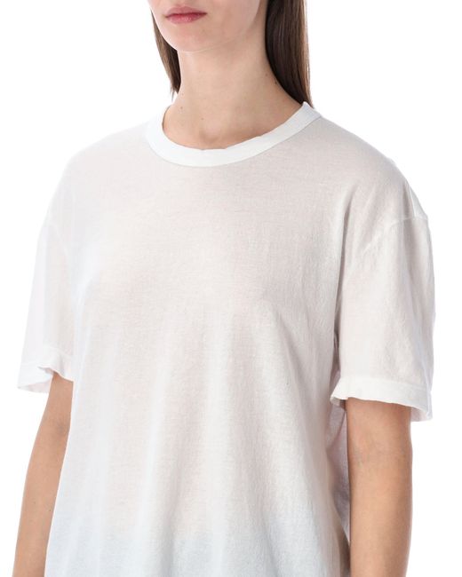 James Perse White Oversized Crepe Jersey Short Sleeve Tee