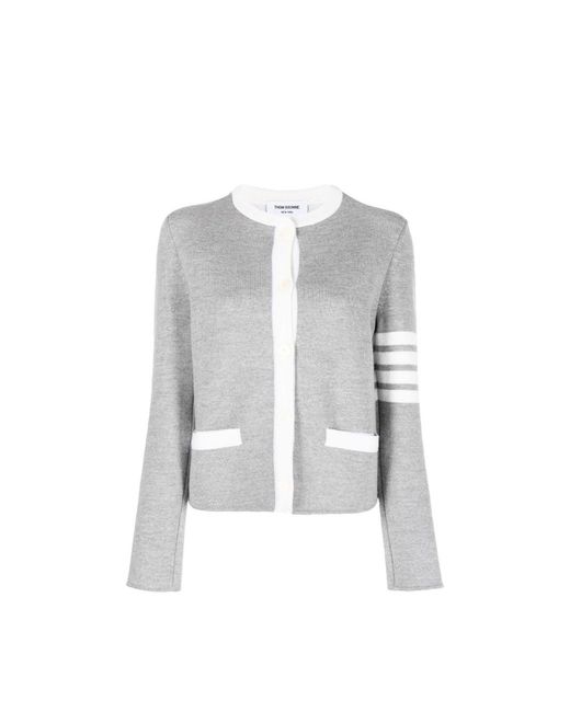 Thom Browne Gray Thom E 4- Bar Wool Cardigan