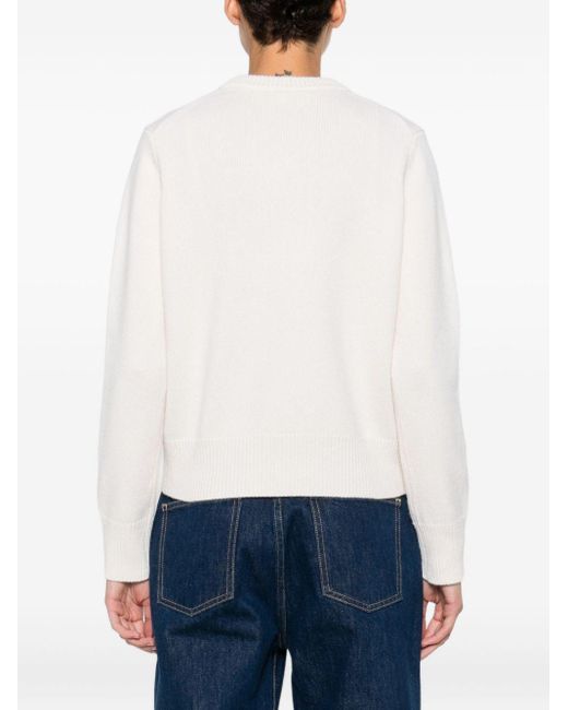 Maison Kitsuné White Fox Head Wool Crewneck Jumper
