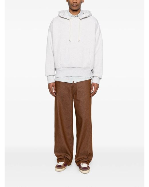 Golden Goose Deluxe Brand White Star/ Relaxed Hoodie/ Double Layer/ Destroyed Wash
