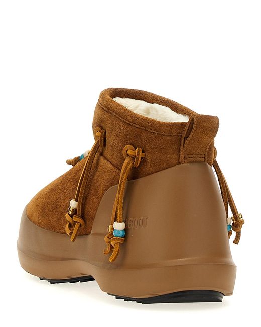 Moon Boot Brown Mondstiefel 'Luna Low Wildleder Perlen' Knöchelstiefel