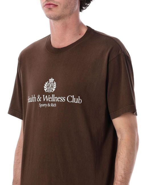 Sporty & Rich Brown Sporty & Rich H&W Crest Cotton T-Shirt for men