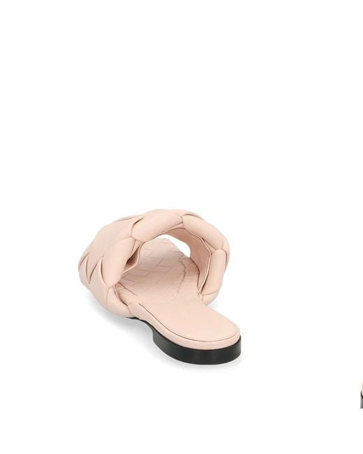 Bottega Veneta Pink Lido Leather Flat Sandals