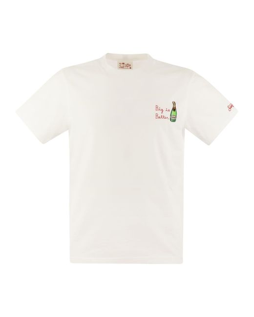 Mc2 Saint Barth White Portofino T Shirt With Chest Embroidery
