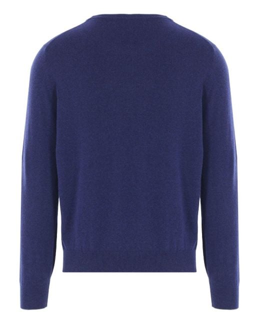 Brunello Cucinelli Kasjmier Trui Met Ronde Alsh in het Blue voor heren