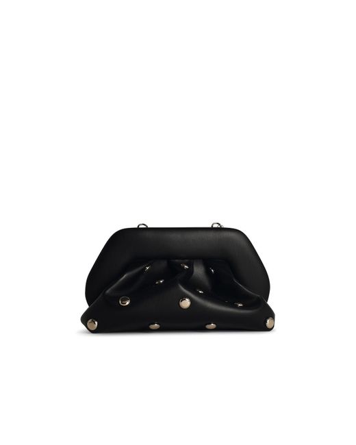 THEMOIRÈ Black Vegan Leather Top-Handle Clutch