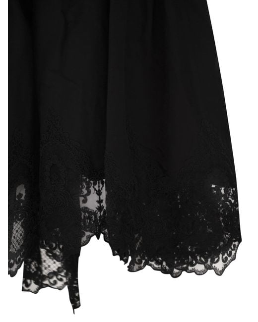 Maurizio Mykonos Black Linen And Rayon Midi Skirt With Embroidered Hem