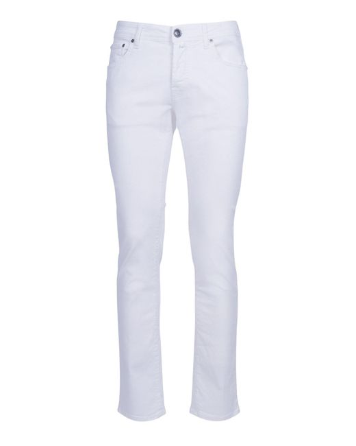 Jacob Cohen White Pant 5 Pkt Slim Fit Nick for men